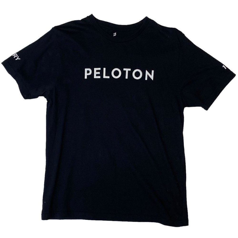 Peloton T-shirt Size Medium Black with White Logo Short Sleeve tee Century 100